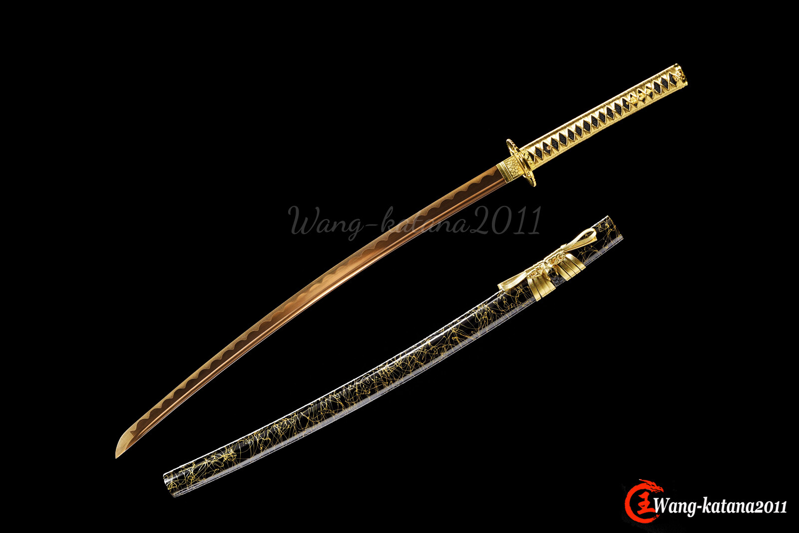 All Gold Katana 1095 Steel Sharp Battle Ready Japanese Samurai Functional Sword