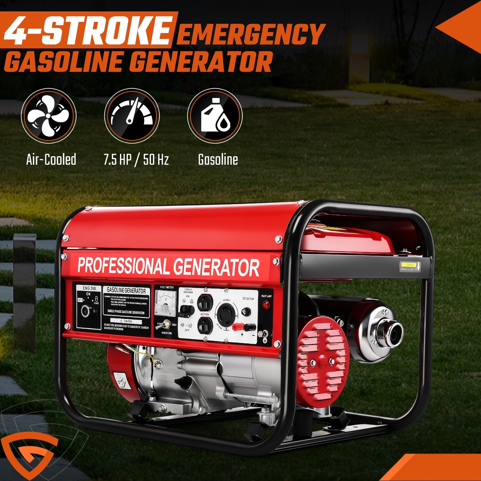 5000W Portable Generator Gas Powered 4 Stroke for Home Backup Construction