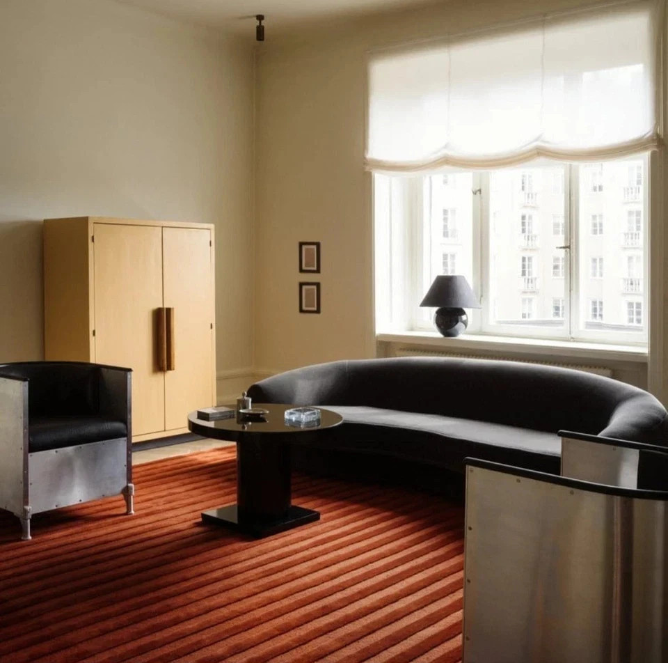 Hand Tufted Wool Area Rug 8x10 9x12 ft - Nordic Knots Striped Burgundy Area Rug