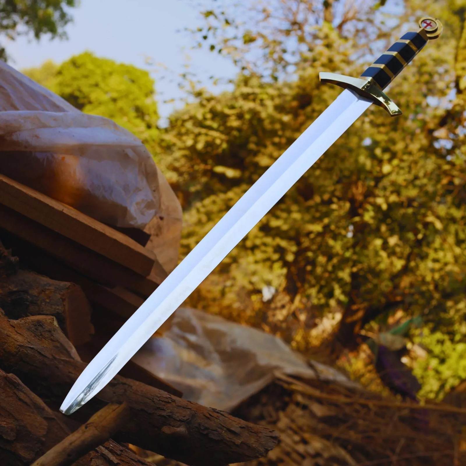 Handmade Templar Sword | Medieval Crusader Knight Replica Sword w/ Scabbard 39"