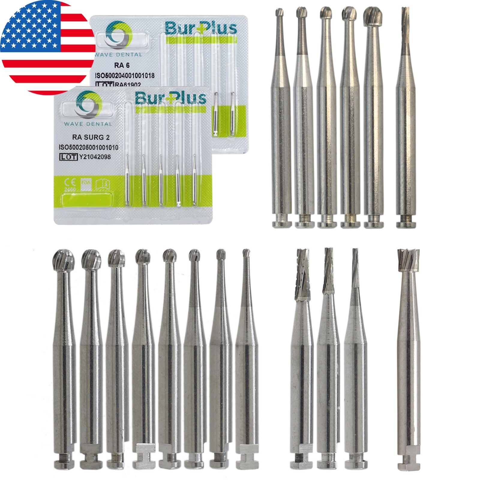 Wave Dental Carbide Burs Surgical Bur Latch 2.35mm RA SURG 2 4 6 8 Contra Angle