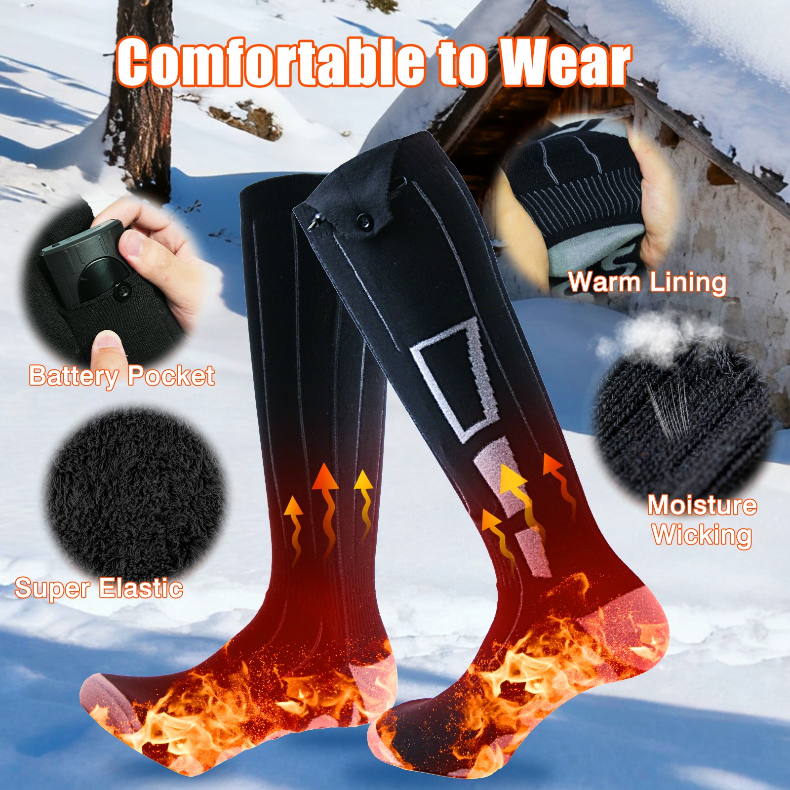 Men/Women Heated Socks – Rechargeable 7500mAh, 2025 Upgraded 360° Heat