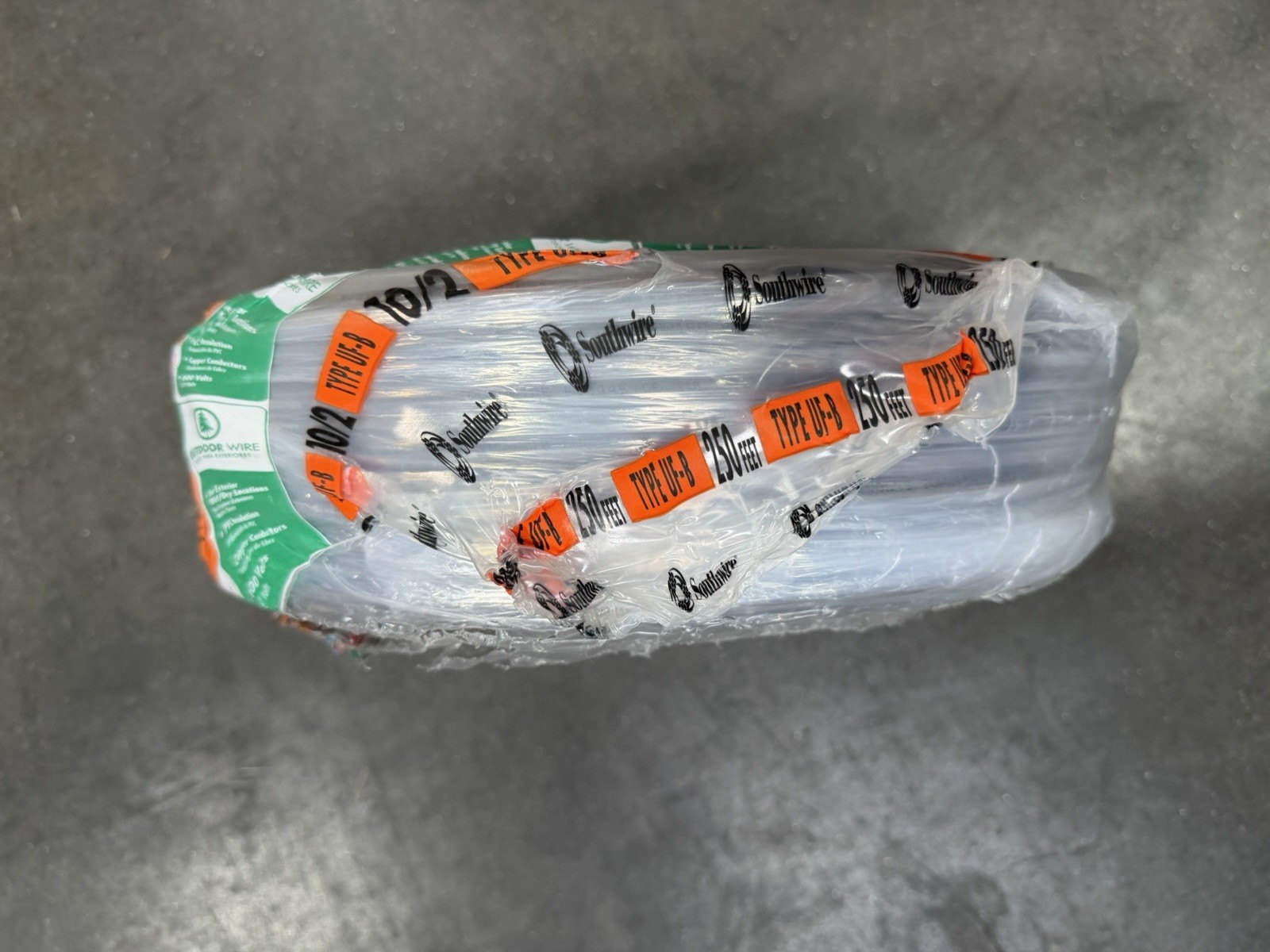 Southwire 250-ft 10/2 Solid UF-B Wire with Ground, By-The-Roll - Model 13056755