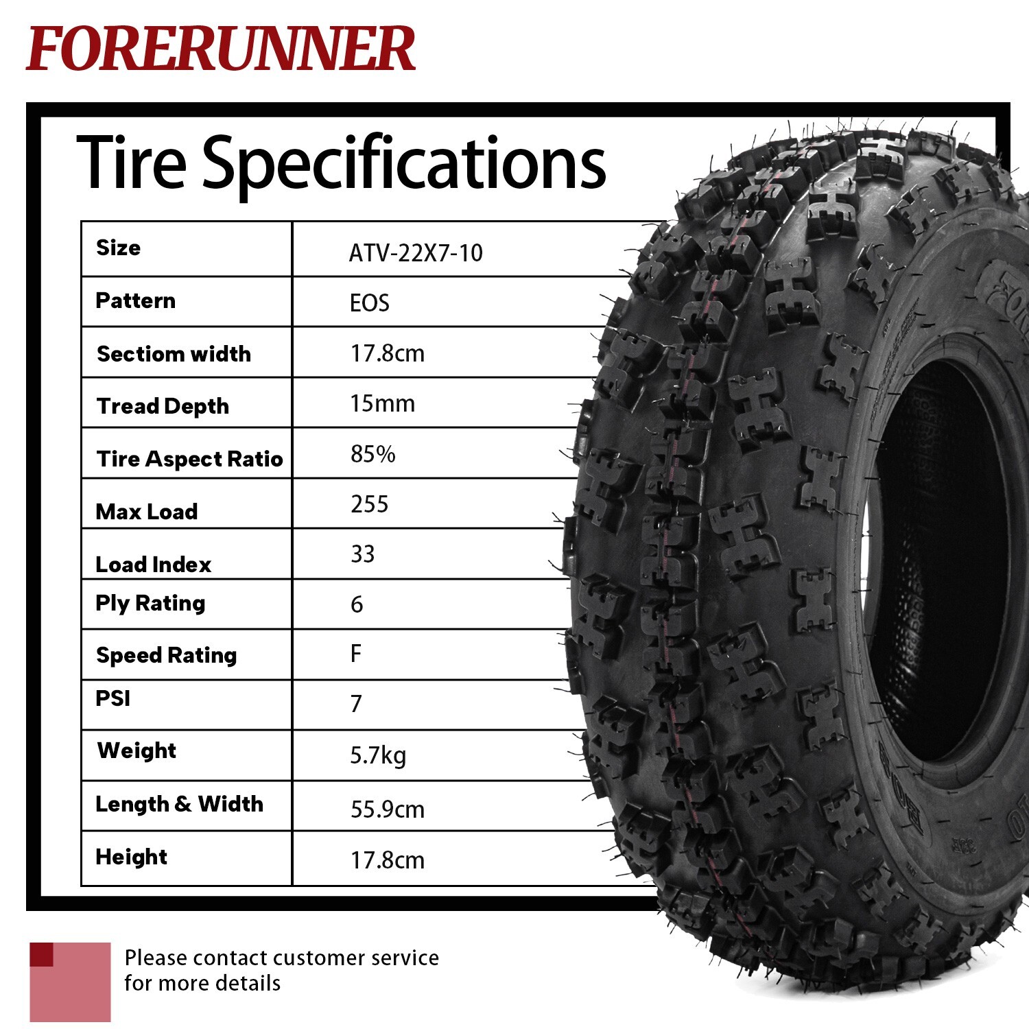 2 Front 22x7-10 6Ply ATV Tires 22x7x10 Sport All Terrain 22 7 10 Mud Tires