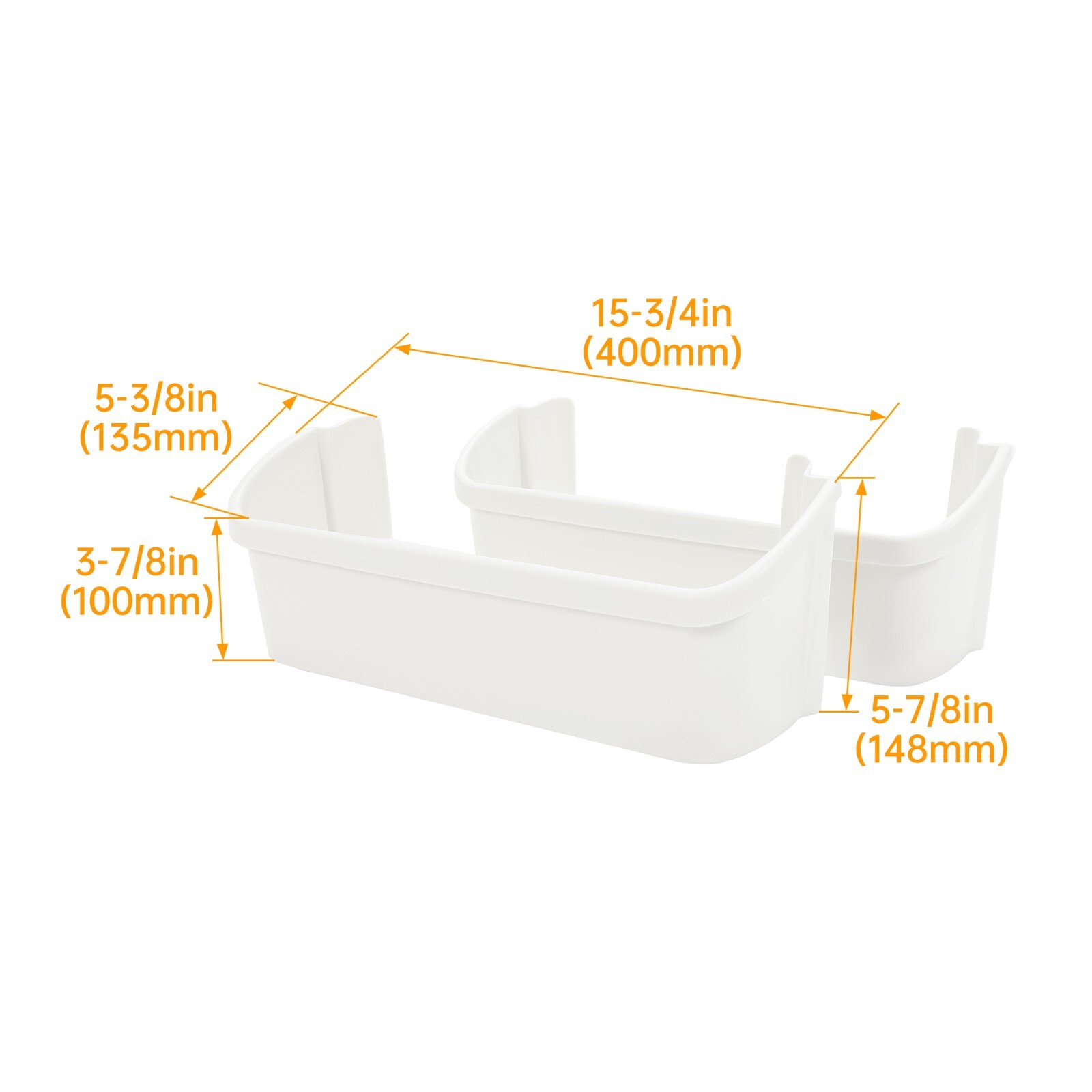 2-Pack 240323001 Door Bin Shelf White Lower ABS For Frigidaire Refrigerator