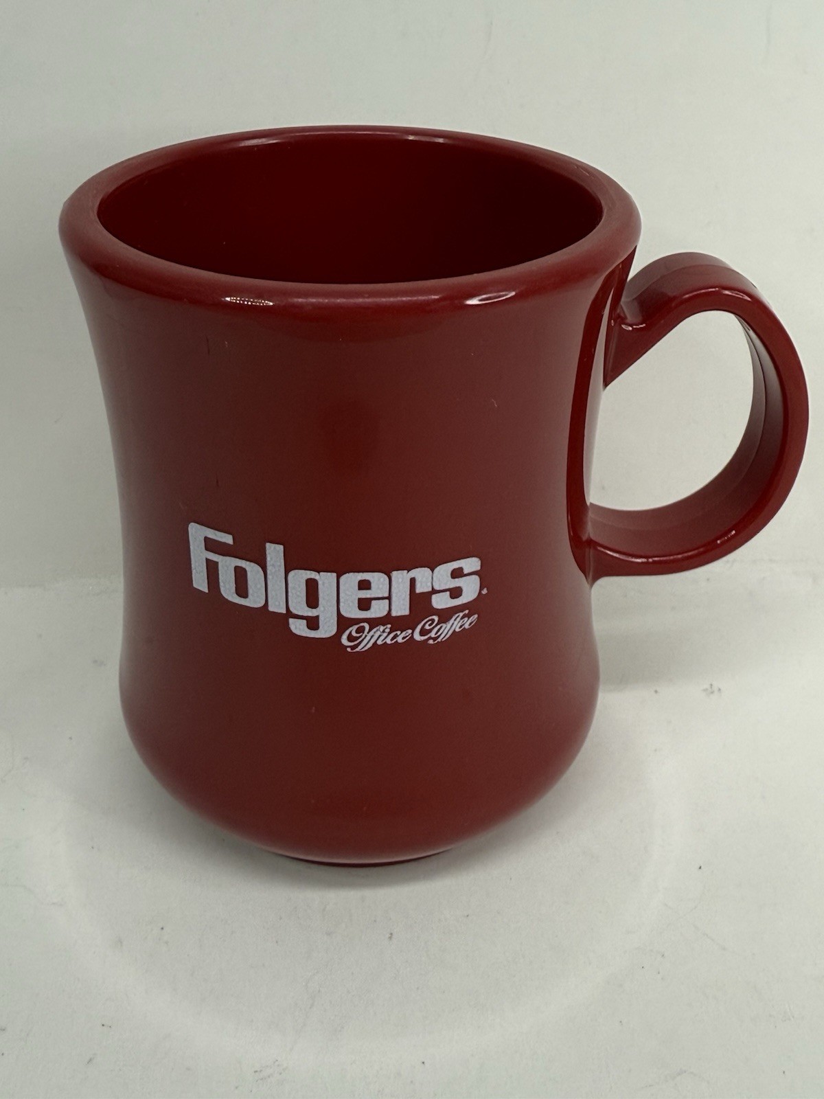 Vintage Folgers Office Coffee Mug Cup Continental Carlisle Red Plastic VHTF 8oz