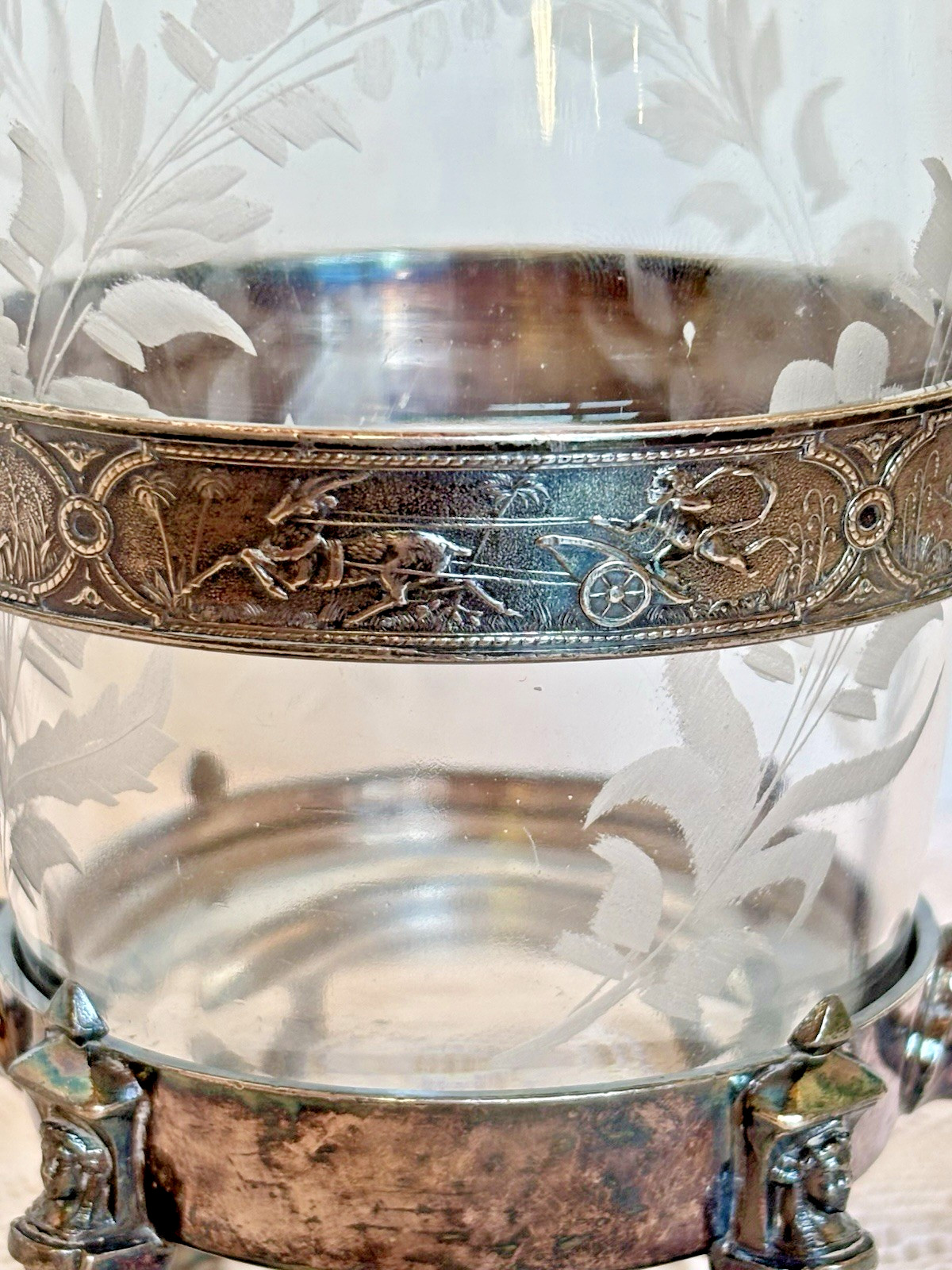 Antique Reed & Barton 980 Victorian Pickle Castor Etched Glass Silverplate