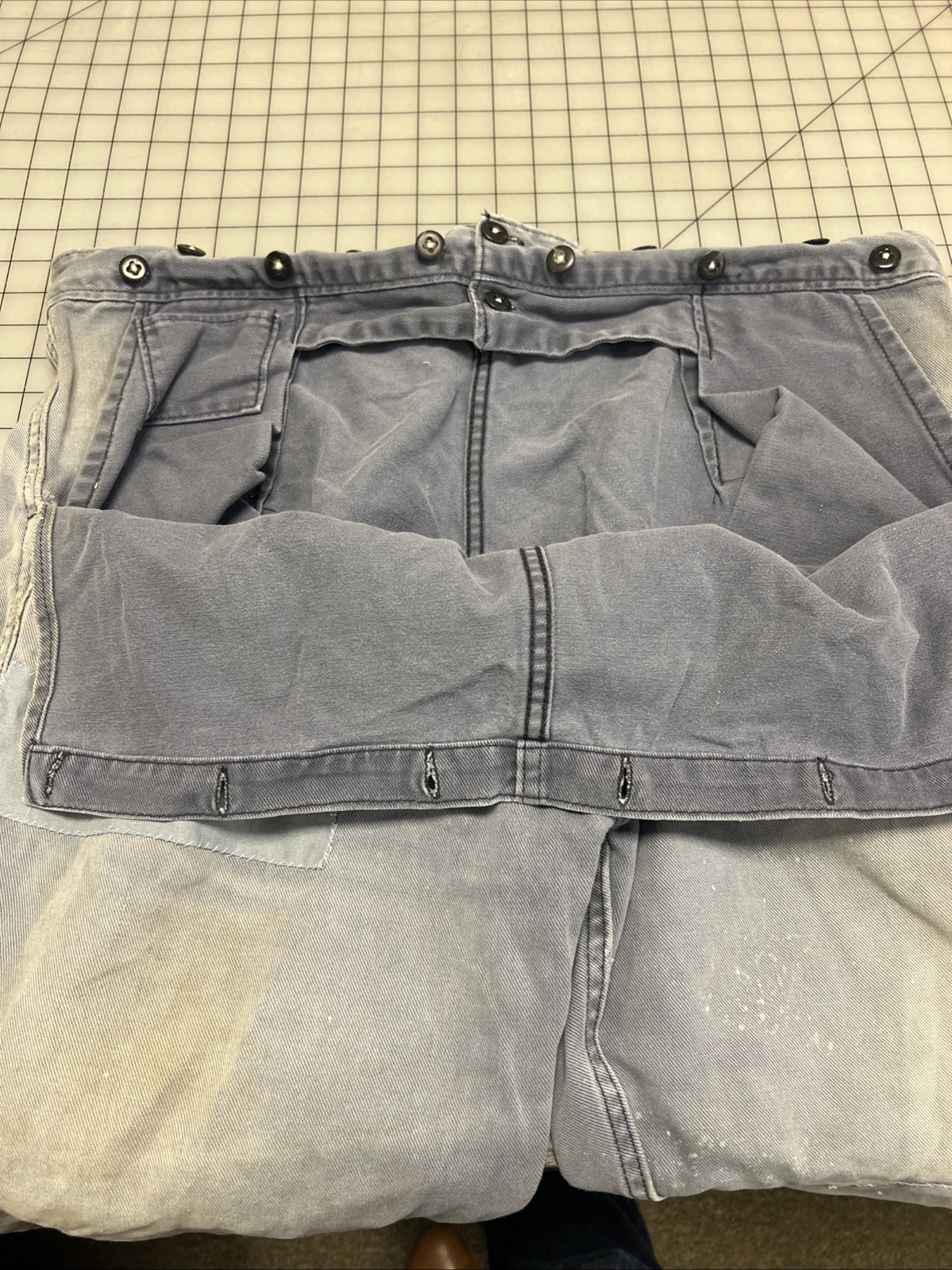 Repro 19th Century Men's 'Veteran' Condition Denim Fall-Front Trousers, SZ 42"