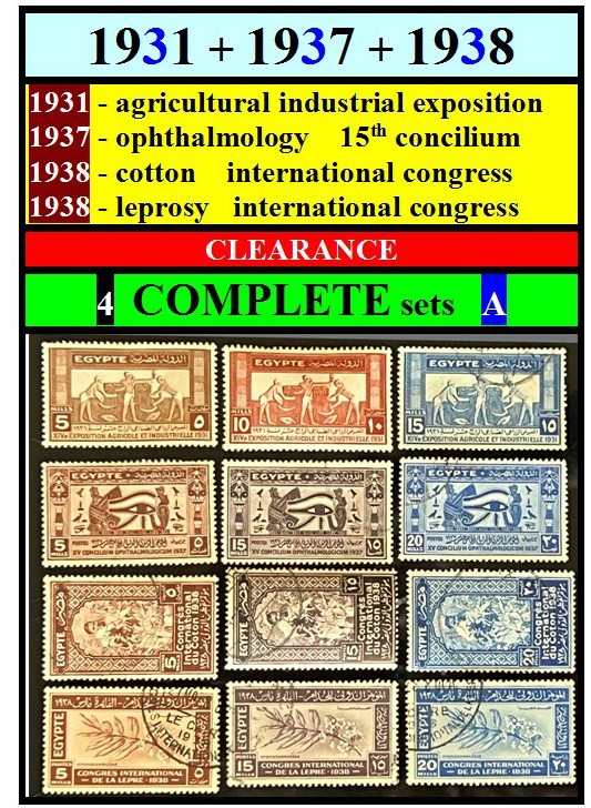 EGYPT-stamps-1931+1937+1938-four complete sets-A -CLEARANCE