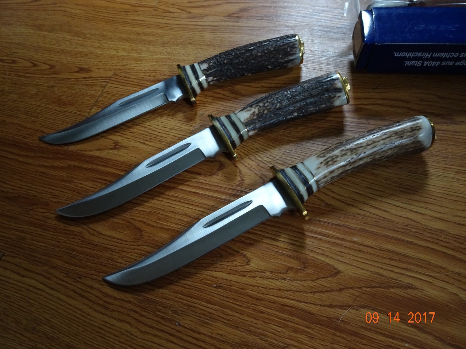 STEEL STAG 10 1/2' FIXED BLADE KNIFE ELK ANTLER HANDLE 440S.S. BLADE LEATHER SHE