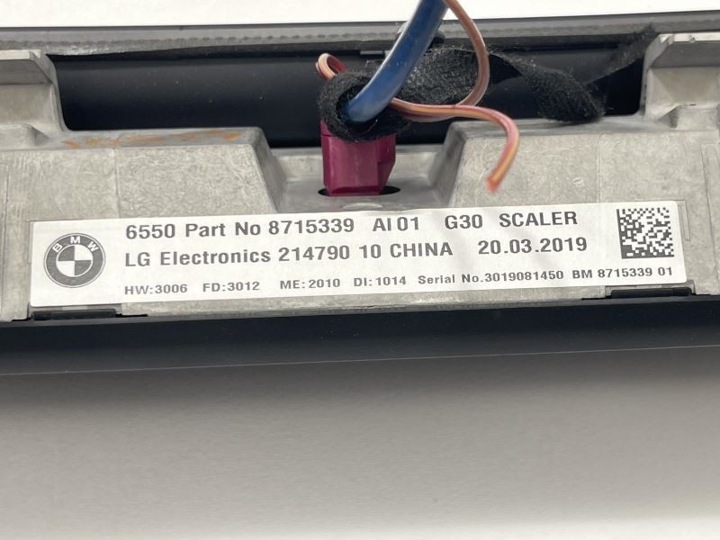 2019 BMW 530i Main Display 10.25" Screen Black