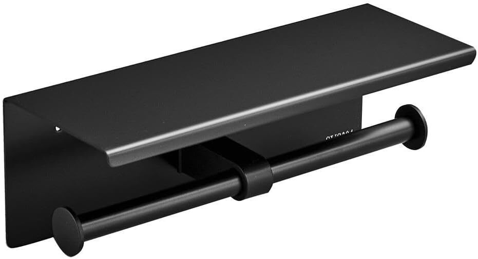 Wall Mounted Toilet Paper Holder with Phone Shelf Bathroom Double Roll Holder US