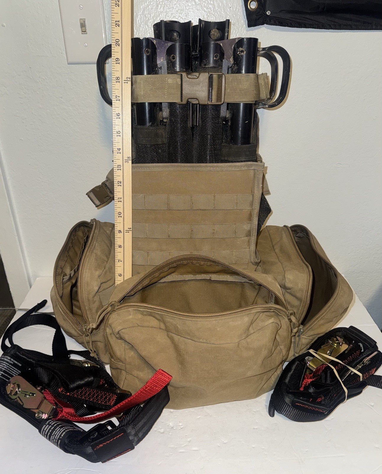 MILITARY FOLD UP LITTER  AND BAG AND X2 Straps MILITARY SURPLUS MEDICAL