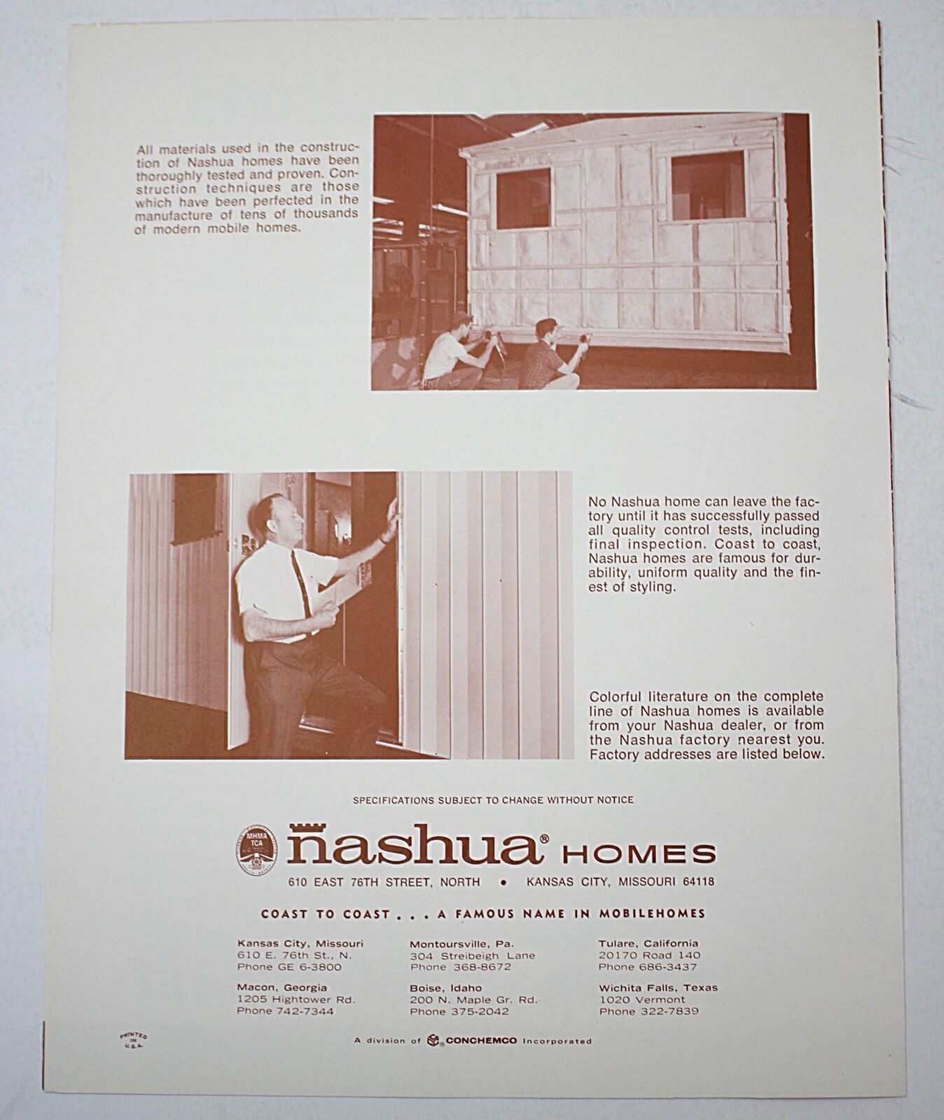 1960s Nashua Mobile Homes Color Ad Brochure Mid-Century Modern #10