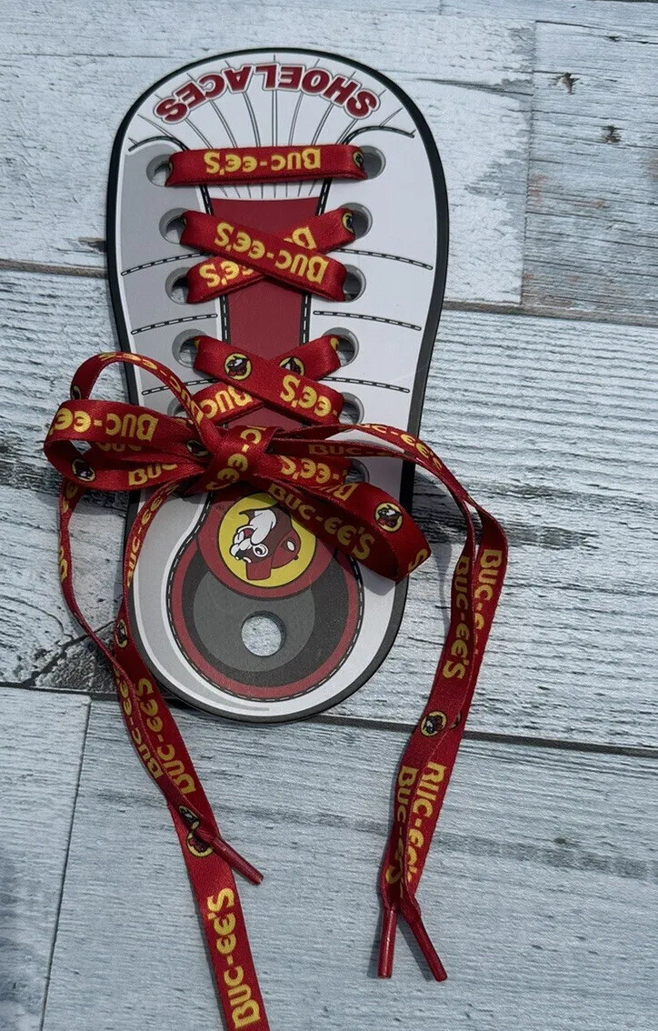 NEW Buc-ee’s Logo Shoe Laces 1 Pair of Laces Red and Yellow