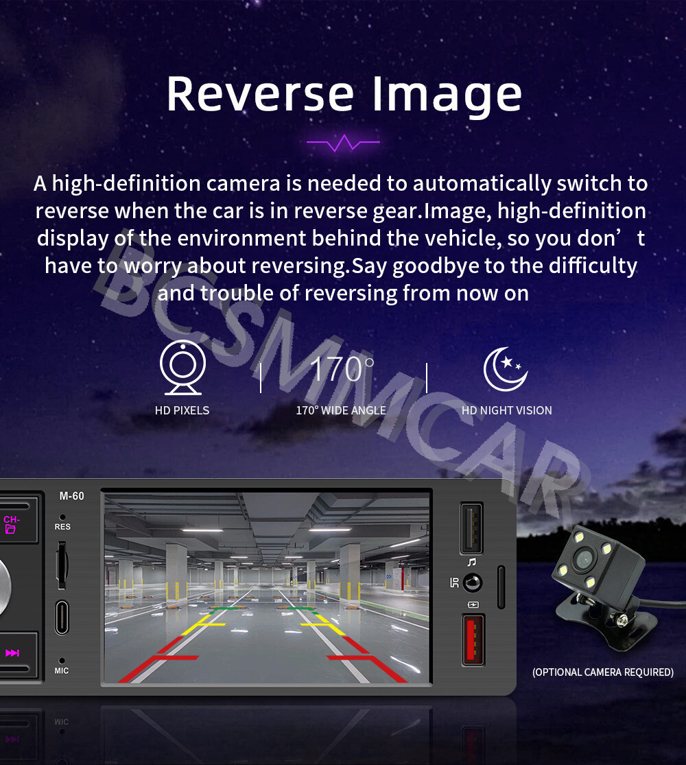 1DIN Car Stereo Player For Apple CarPlay 4.1in Touch Screen BT FM Radio USB AUX