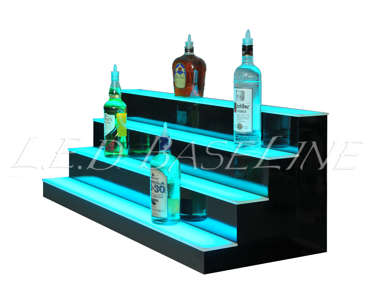 56" 4 Step Shelving Glass Liquor Bottle Display
