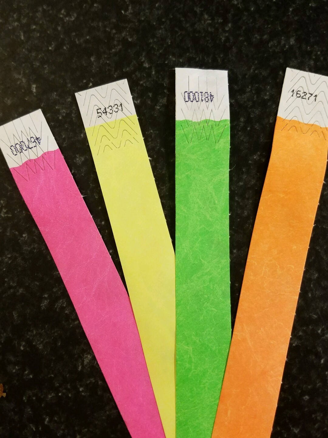 2500 1"  TYVEK WRISTBANDS    (Neon Red, Burgundy, Red, Caribbean Blue, Aqua)