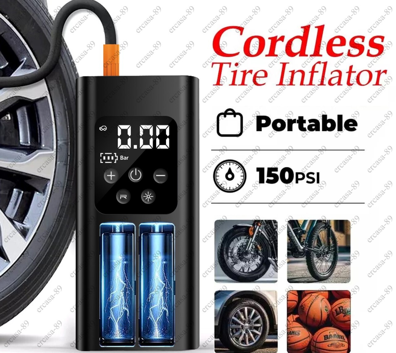 Tire Inflator Car Air Pump Compressor Electric Portable Auto 12V Volt 150 PSI