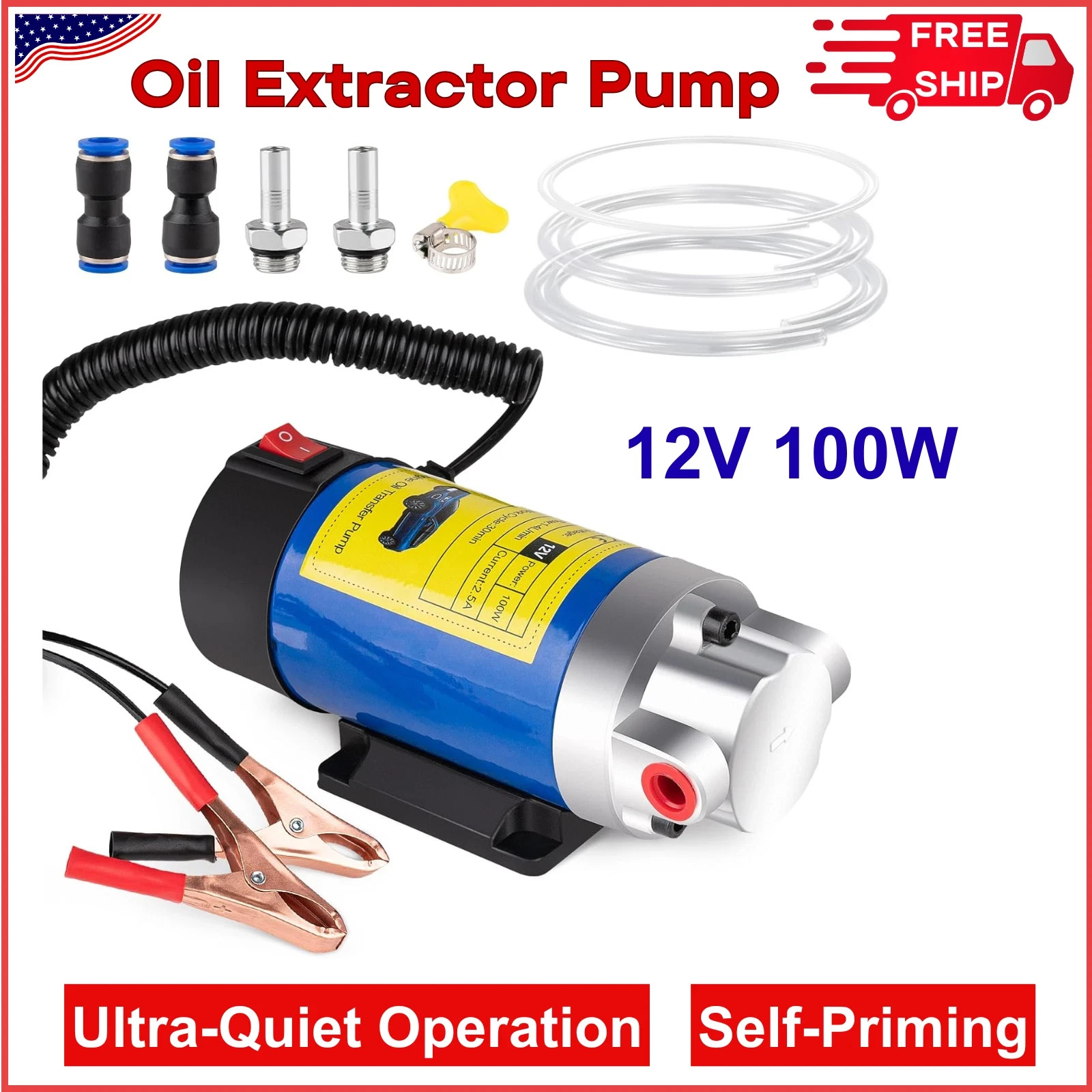 12V Electric Oil Extractor Pump for Engine Oil & Fluid Transfer 100W