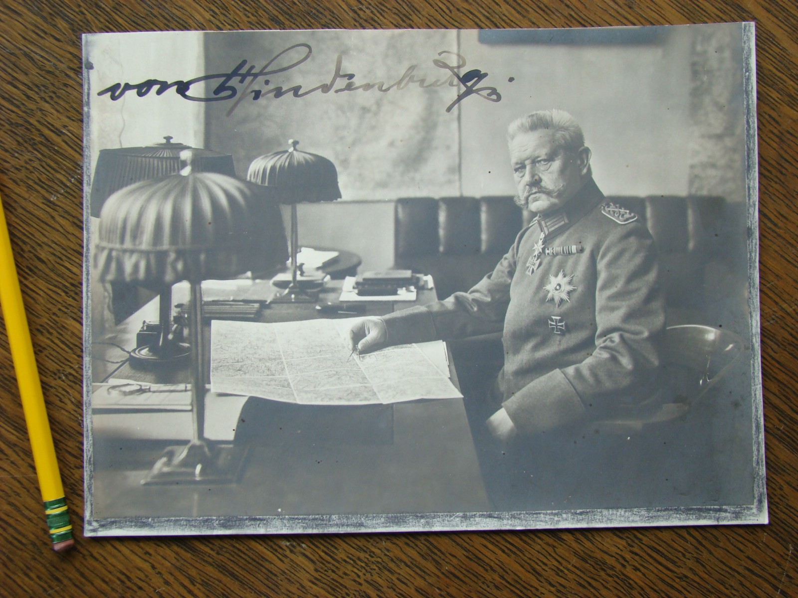 von HINDENBURG  SIGNED  PHOTO dated 1918 at G.H.Q. LARGE!