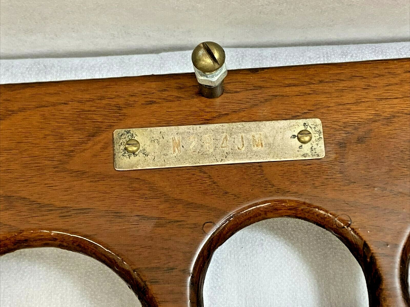 Rare Vintage World War II Military Aircraft Instrument Control Panel (Walnut Woo