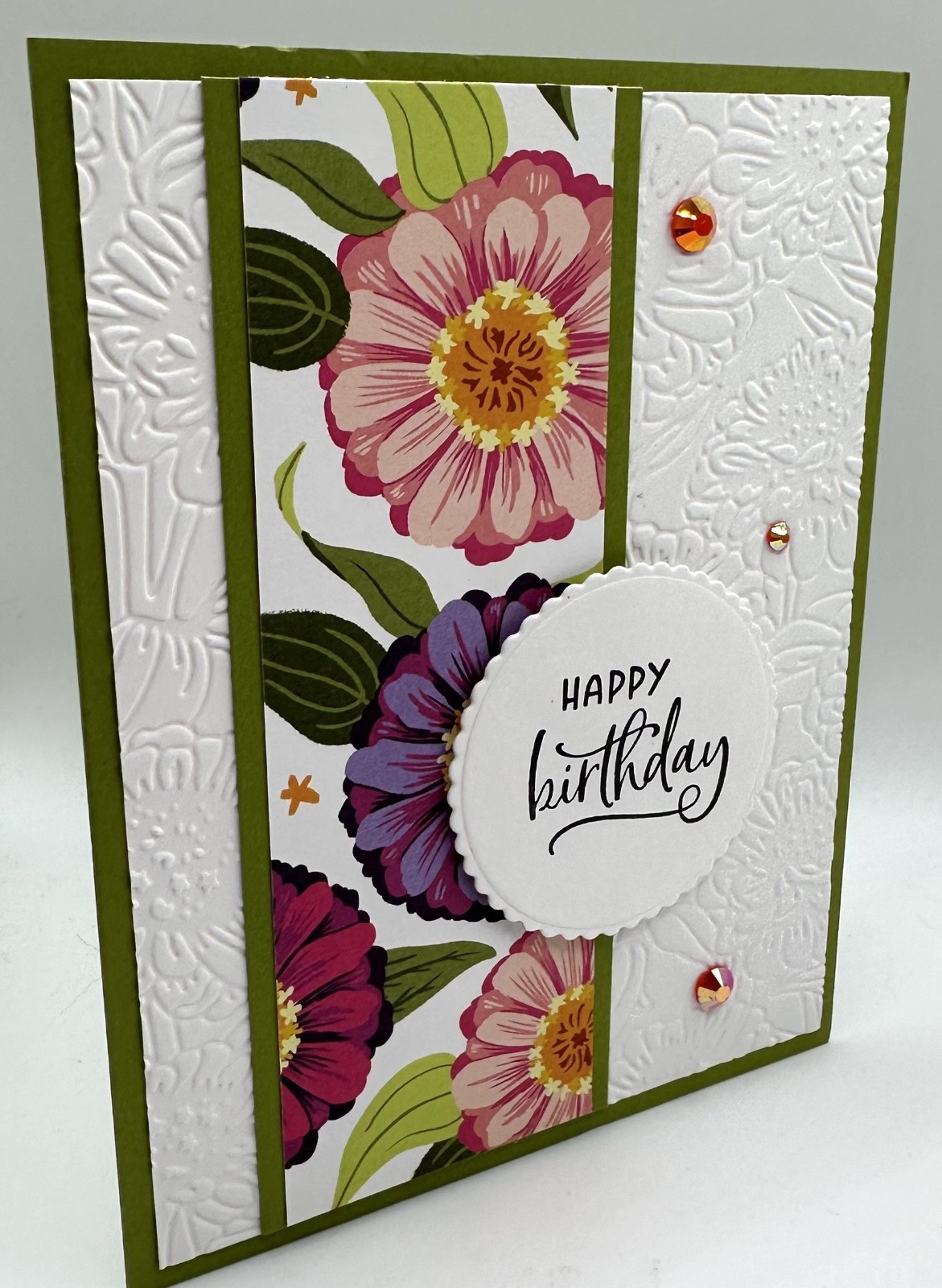 Stampin’ Up! Zinnias Sentiment Variety Card Kit-Set of 5, DSP, Embossed, Dots