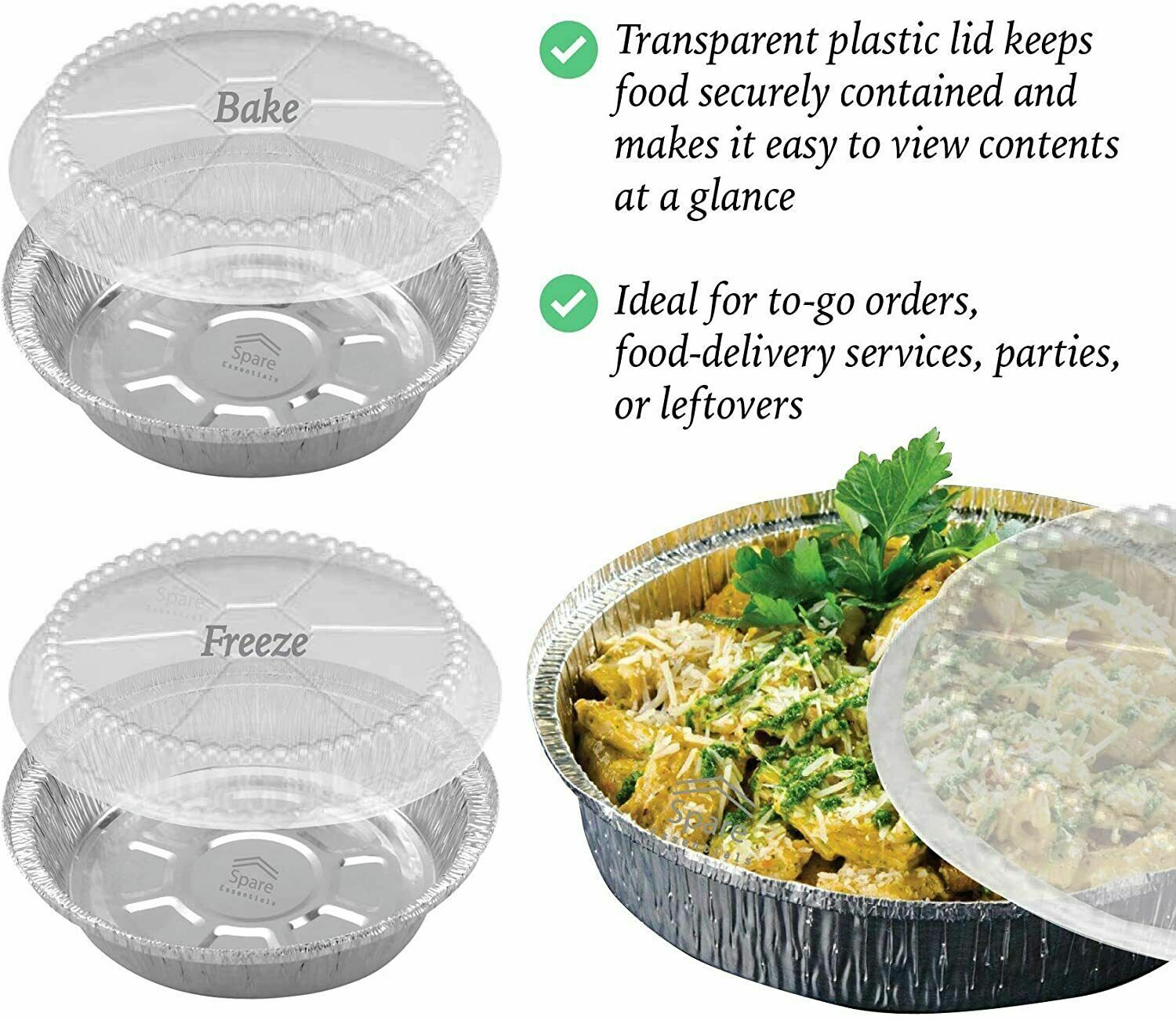 9" Round Aluminum Foil Pans With Plastic Dome Lids Baking Storage