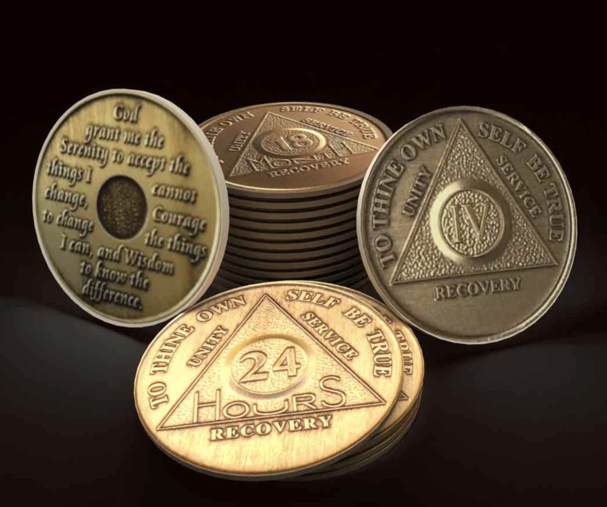 Bronze AA Medallion Sobriety Chip Year 1-60