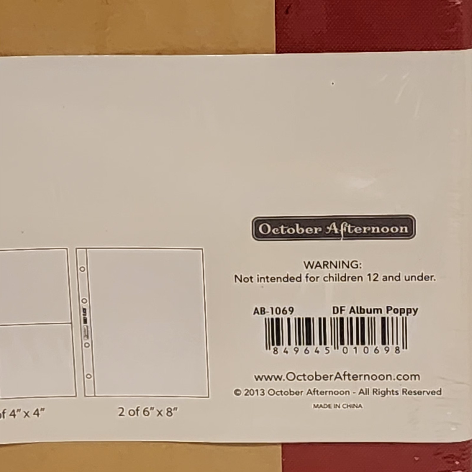 October Afternoon Daily Flash 6x8 D-ring Scrapbook Album Binder -Poppy