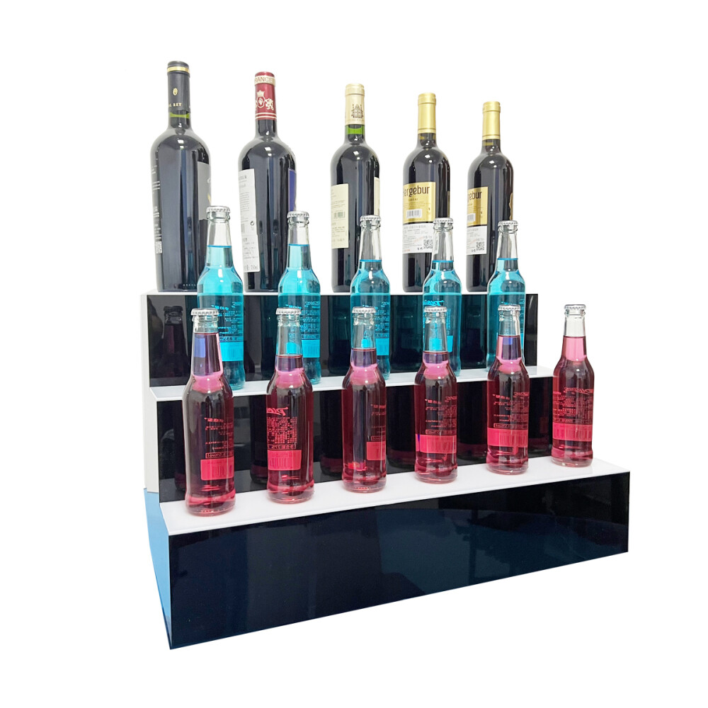 31" LED Display Shelf with 7 Preset Color 3-Step LED Liquor Bottle Display Stand