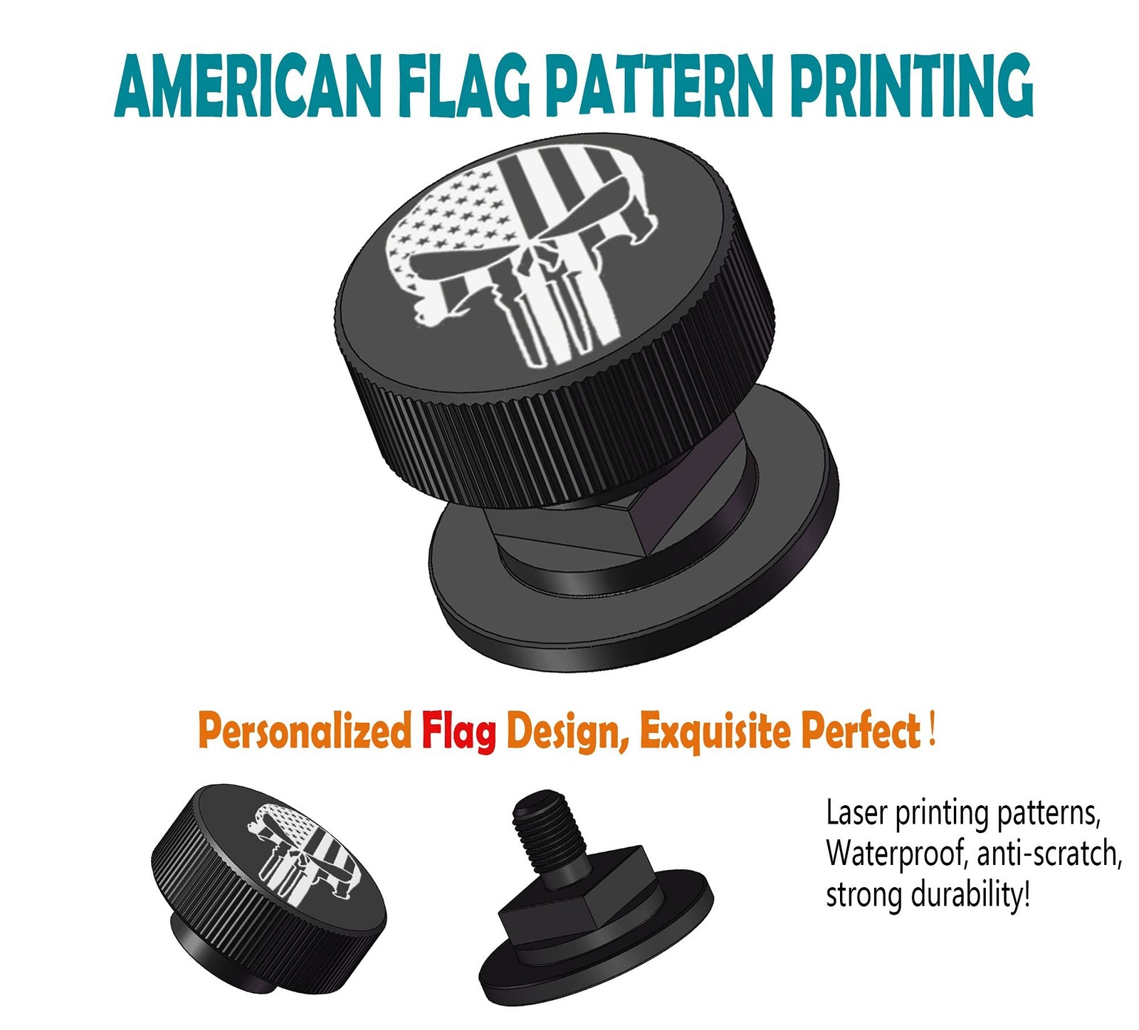 Welding Hood Helmet Pipeliner Fasteners -1Pair USA Flag Black Pattern Aluminu...