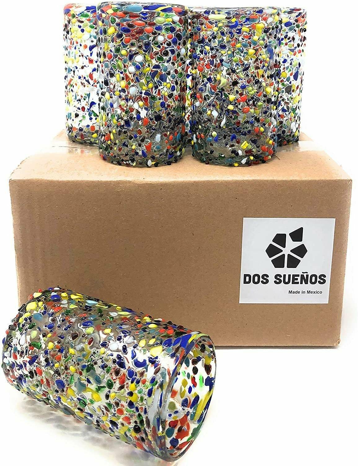 Confetti Rock Design Drinking Glasses - Set of 6 (14 oz each)