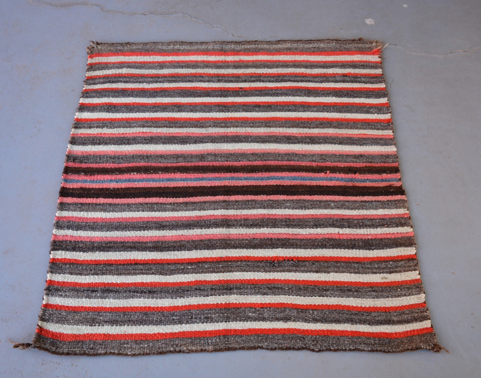 Old Navajo Child's / Saddle Blanket - Striped, Soft Wools - Circa. 1900