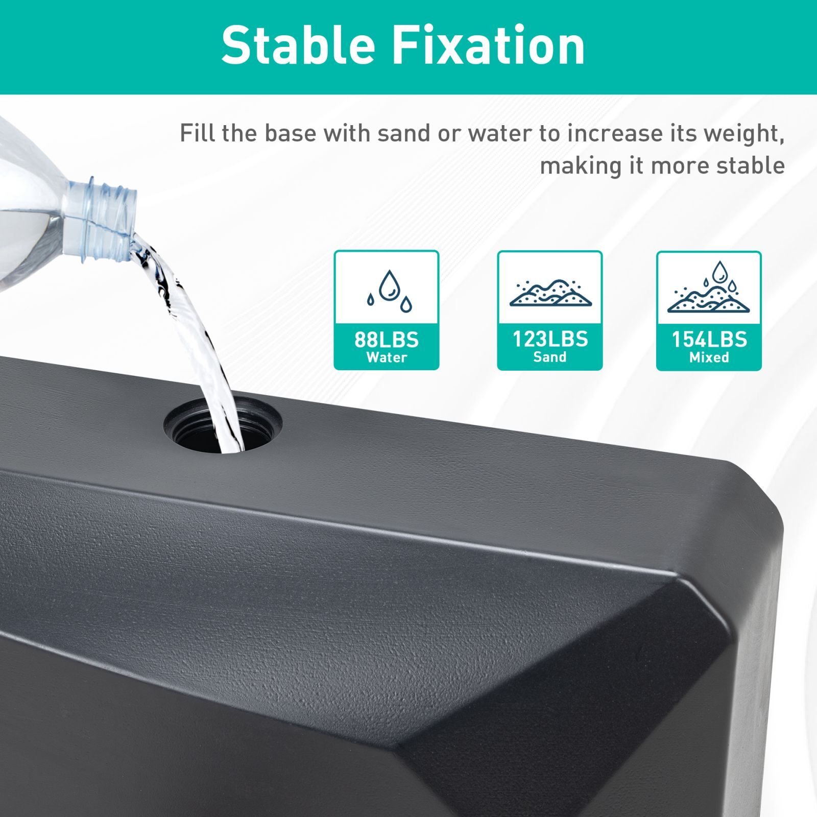 Aoodor Patio Umbrella Base With Wheels,Heavy Duty Fillable Market Umbrella Stand