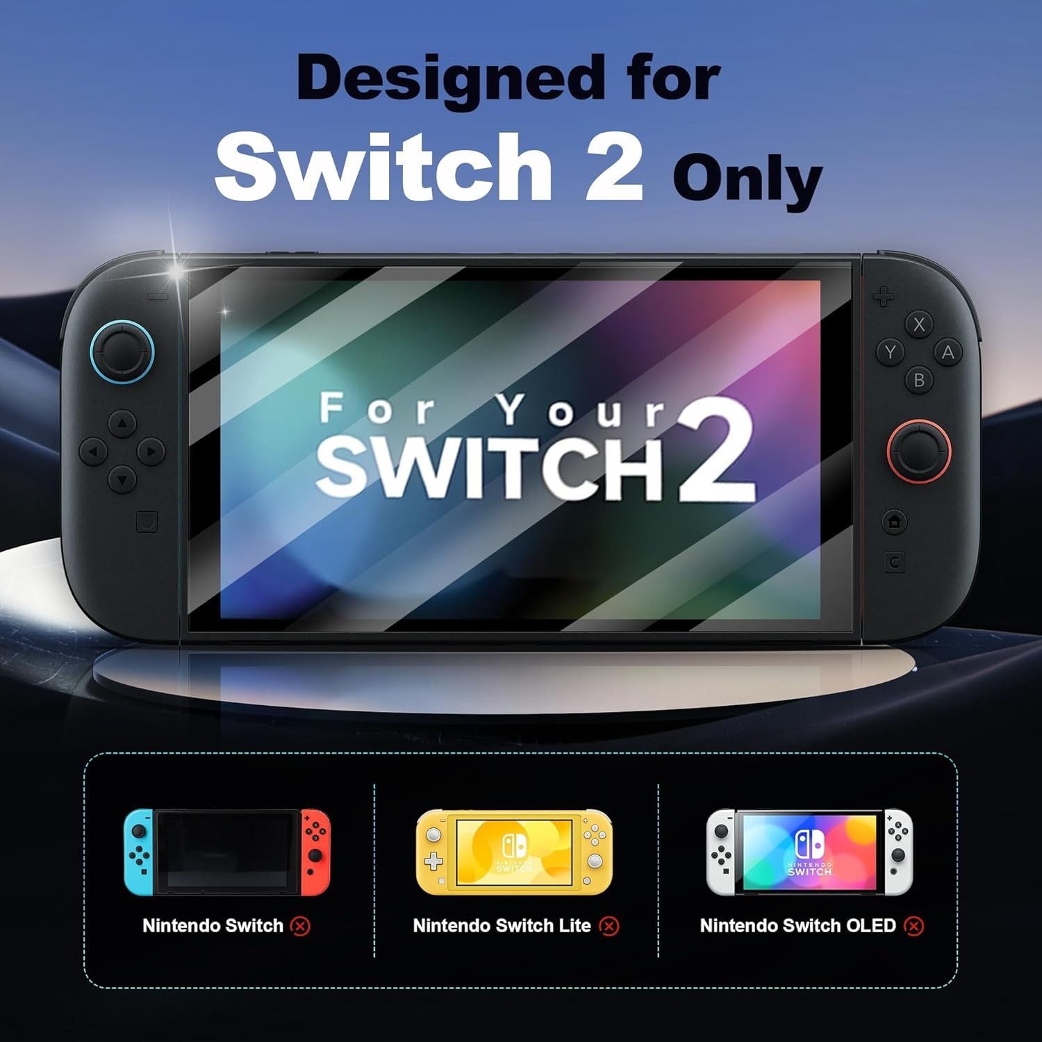 For Nintendo Switch 2 Screen Protector, 2 Pack 9H Tempered Glass Ultra-Thin HD