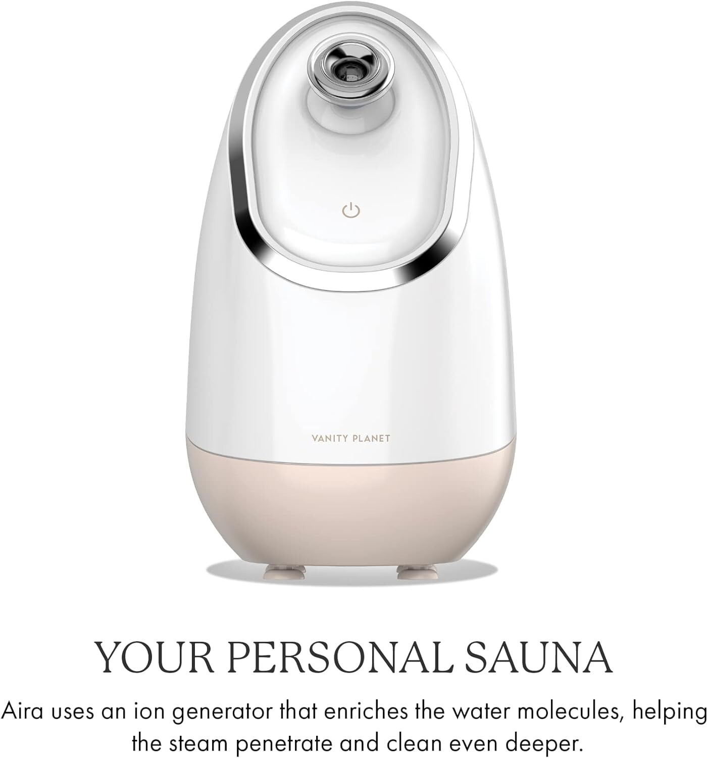Aira Ionic Facial Steamer Vanity Planet Silver Cleanses and Moisturizes (Beige)
