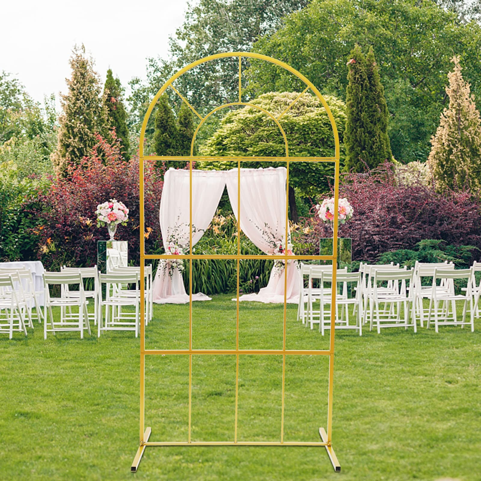 Gold Wedding Arch Stand Easy Assembly Metal Heavy Duty for Weddings Party Photo