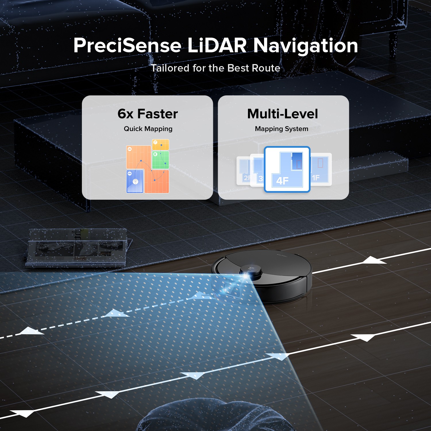 Roborock Q10 X5+ Self-Emptying Robot Vacuum Cleaner, 10000Pa, Obstacle Avoidance