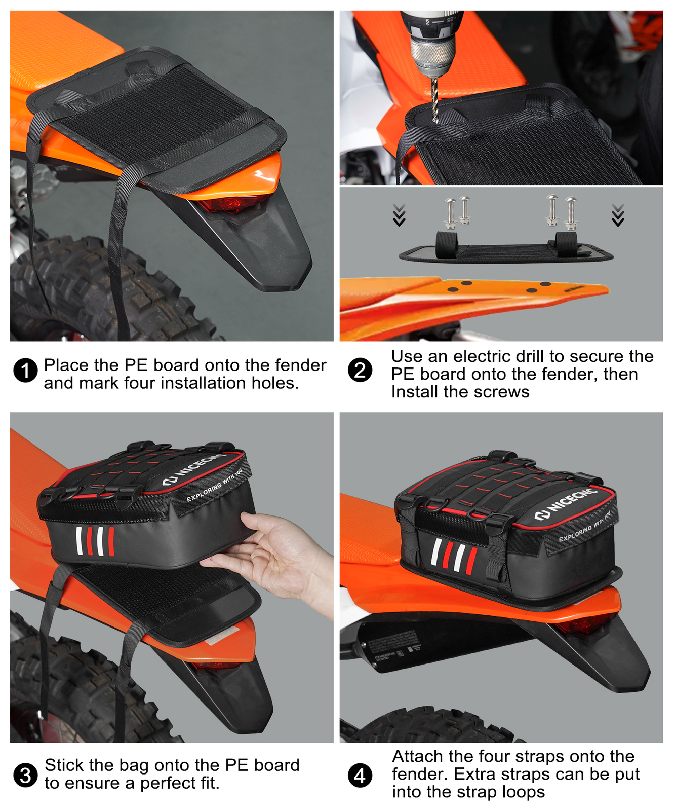 Universal Rear Fender Storage Tool Bag For Honda XR CR CRF XL 250 400 600 650 R