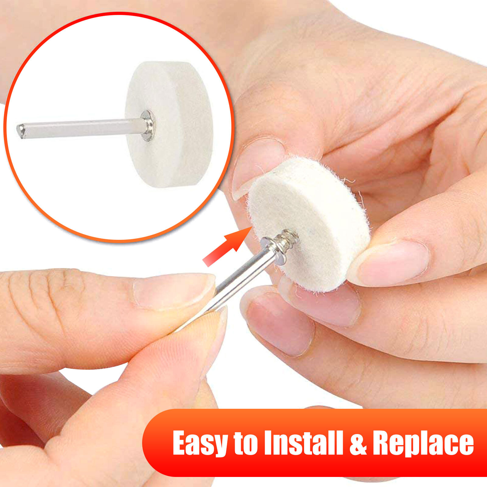 129x Wool Felt Buffing Polishing Pads Wheel Set For Dremel Grinder Accessories