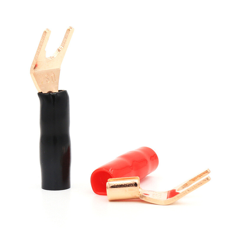 8pcs Gold Plated Y Spade Terminal Connector HiFi Audio Speaker Cable Plug