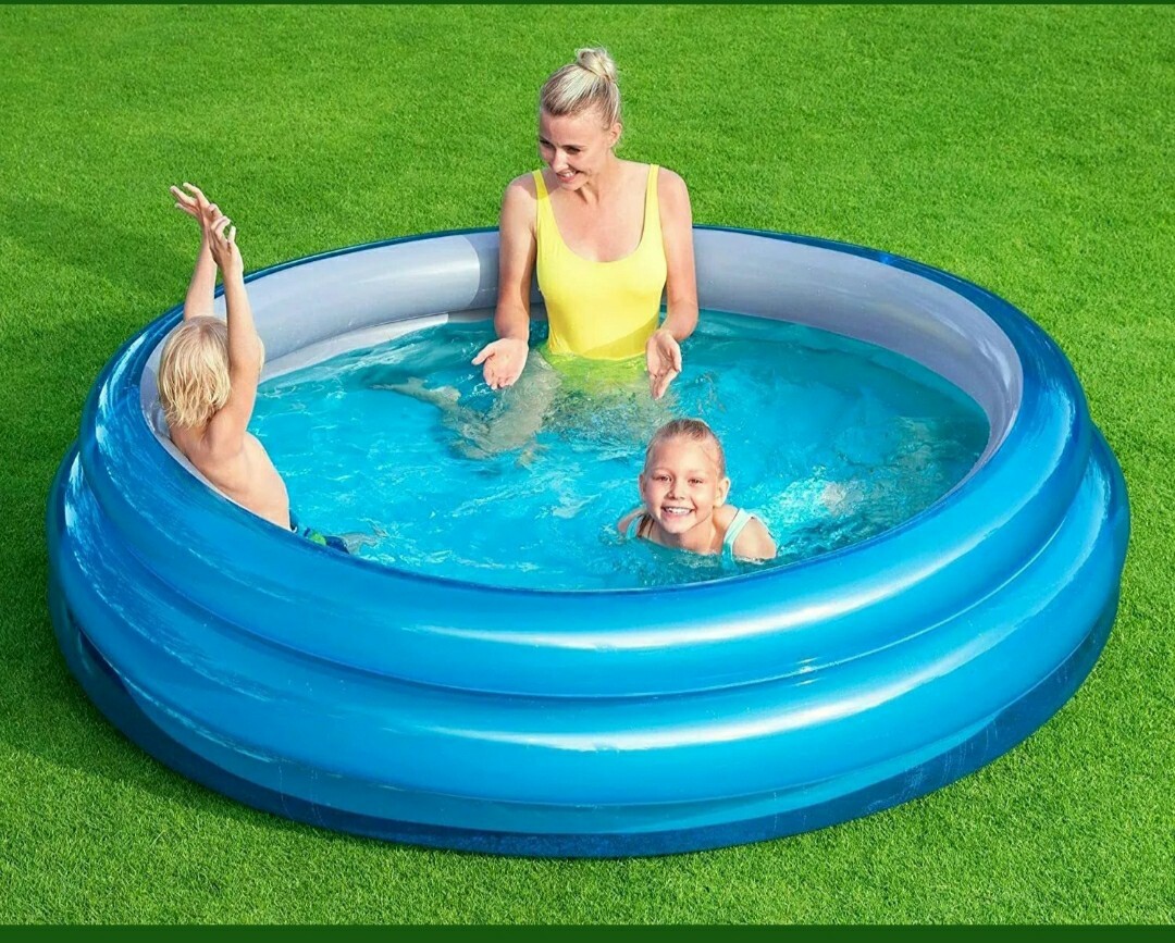 H2OGO Metallic 3-Ring Inflatable Kiddie Swimming Pool, 79" Diameter 21" Height