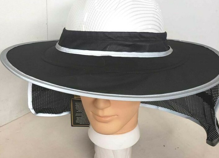 Hard Hat Sun Shade Visor for Full Brim Mesh Neck HI VIS REFLECTIVE STRIPE
