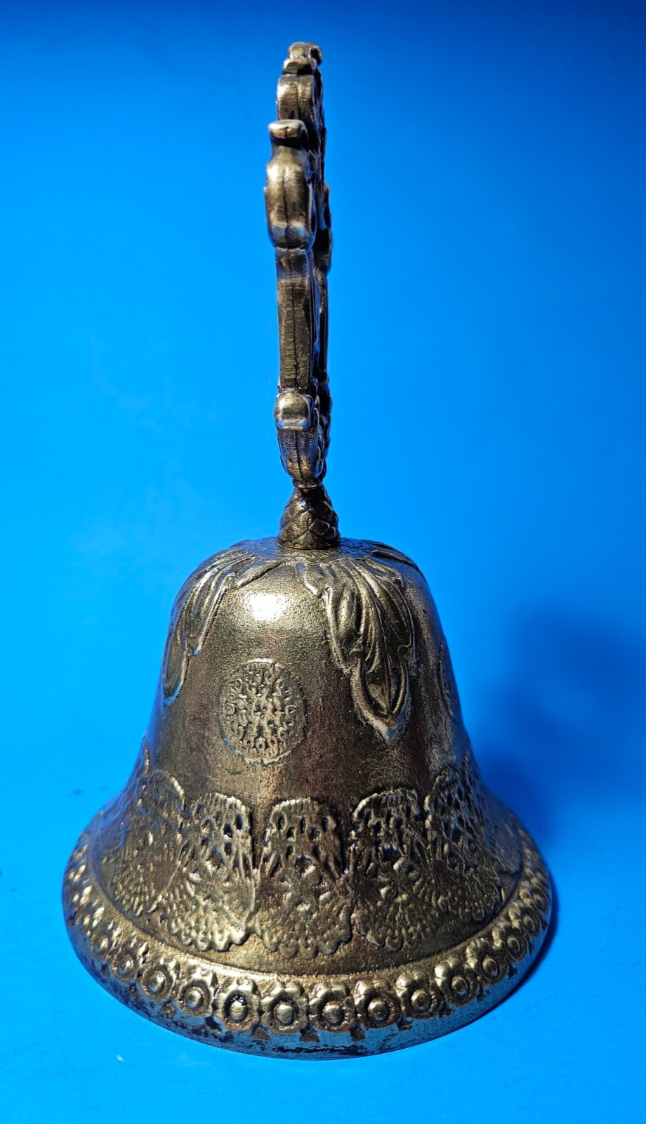 Mid-Century Bronze Brass Hand Bell Featuring Aged Patina