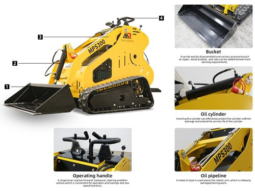 Mini Skid Steer Track Loader | 13.5HP GAS Engine |Tracked |FREE SHIPPING YELLOW