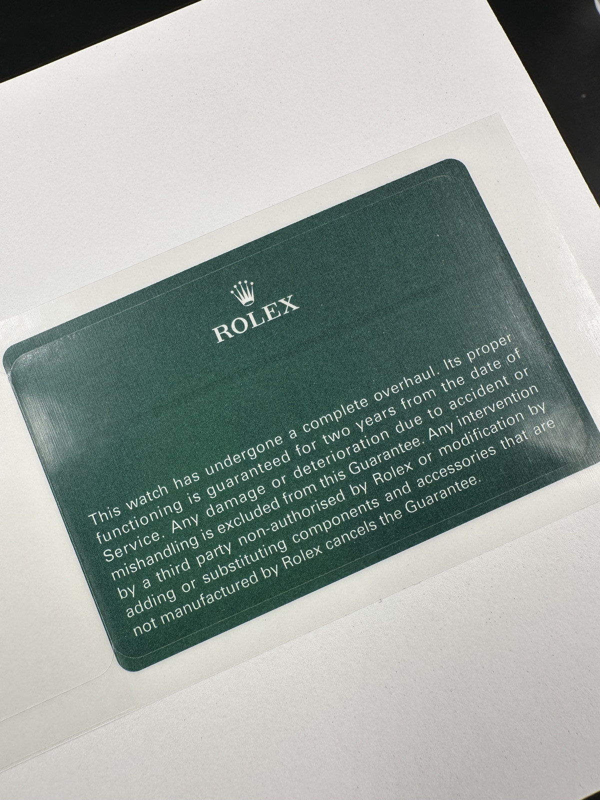 Official Blank Rolex Service Card from Rolex Service Center. NEW