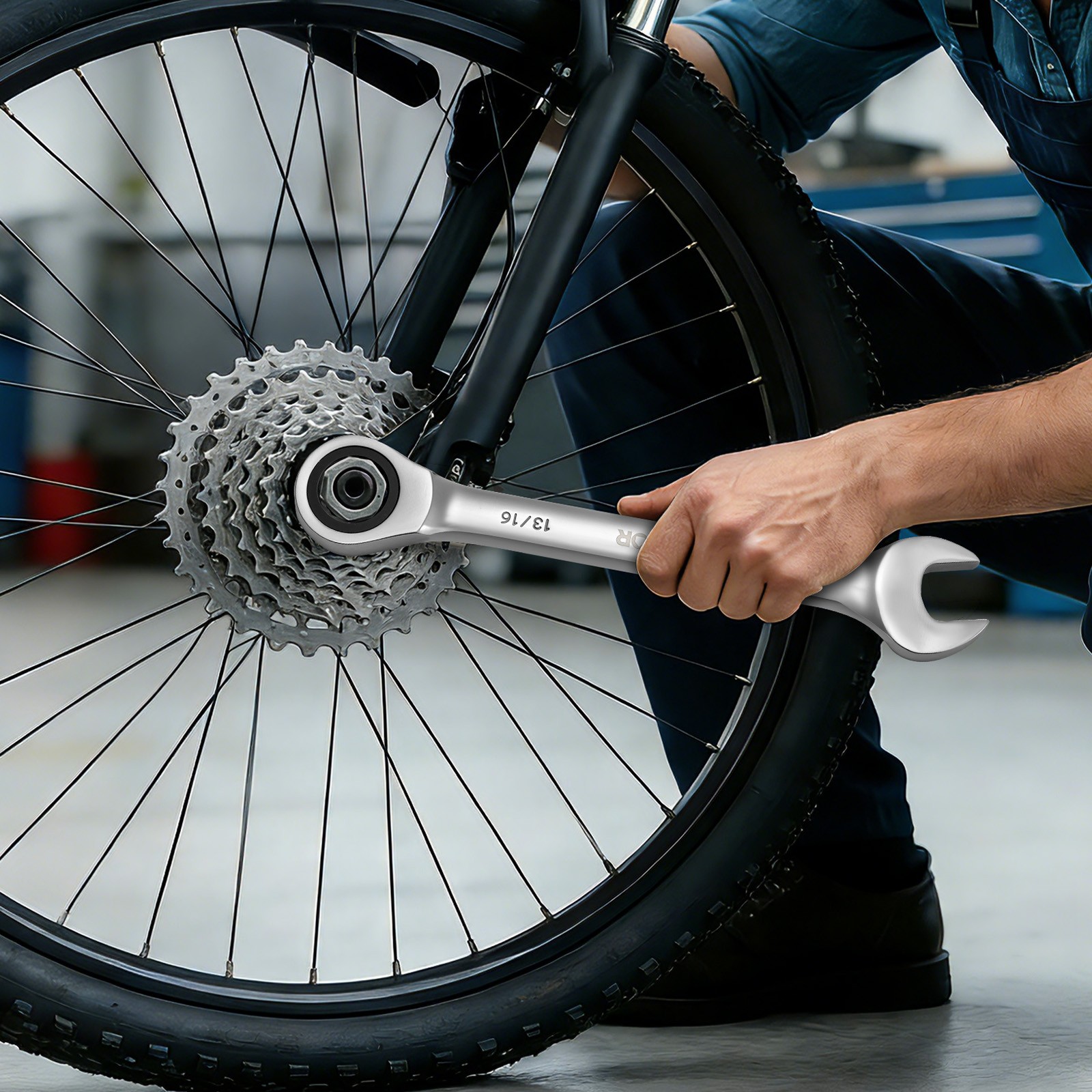 VEVOR Combination Wrench Set Ratcheting Wrench Set 16-Piece SAE Sizes Silver