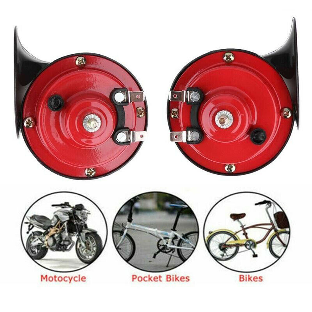 2x 12V 300DB Super Loud Train Horn Waterproof Motorcycle Car Truck SUV Boat Red