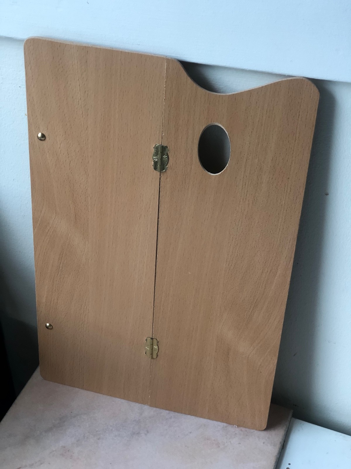 Foldable Wooden Oil Painting Artist Palette, Hinged, Travel Art Palette